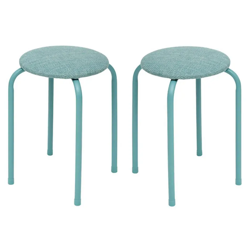 5Five Stapelbaar zit krukje - metaal/polyester - blauw