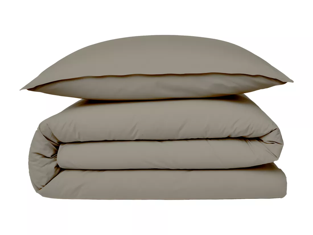 Housse de couette en coton 57 fils unie vison 140x200cm