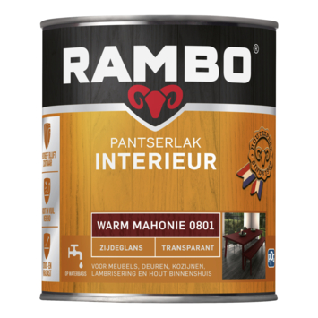 Rambo pantserlak interieur transparant zijdeglans warm mahonie 750 ml