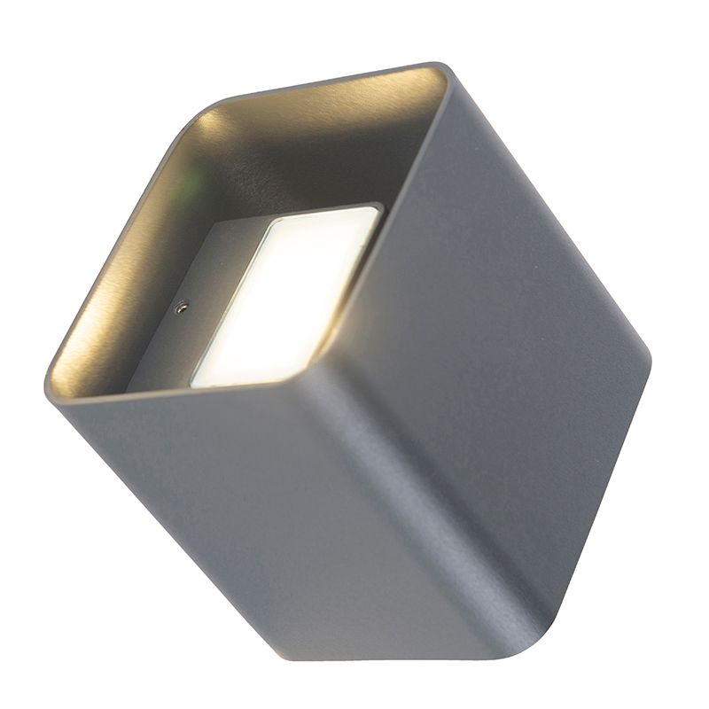 Moderne wandlamp donkergrijs incl. LED IP54 vierkant - Evi