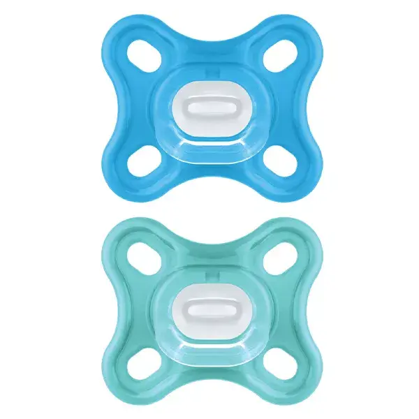 Chupeta fisiológica MAM Comfort +0m Azul, pacote com 2 unidades + caixa esterilizadora