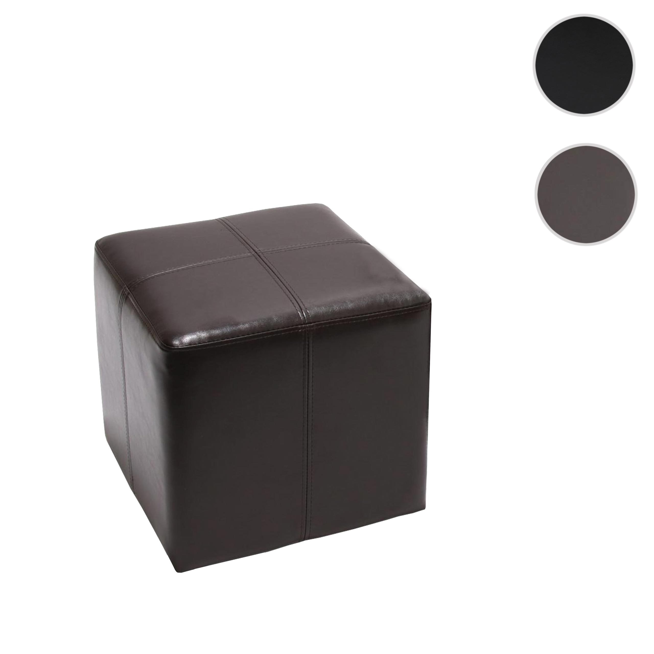 Sitzhocker Carrara, Leder + Kunstleder, 36x36x36cm MVG-zertifiziert ~ braun