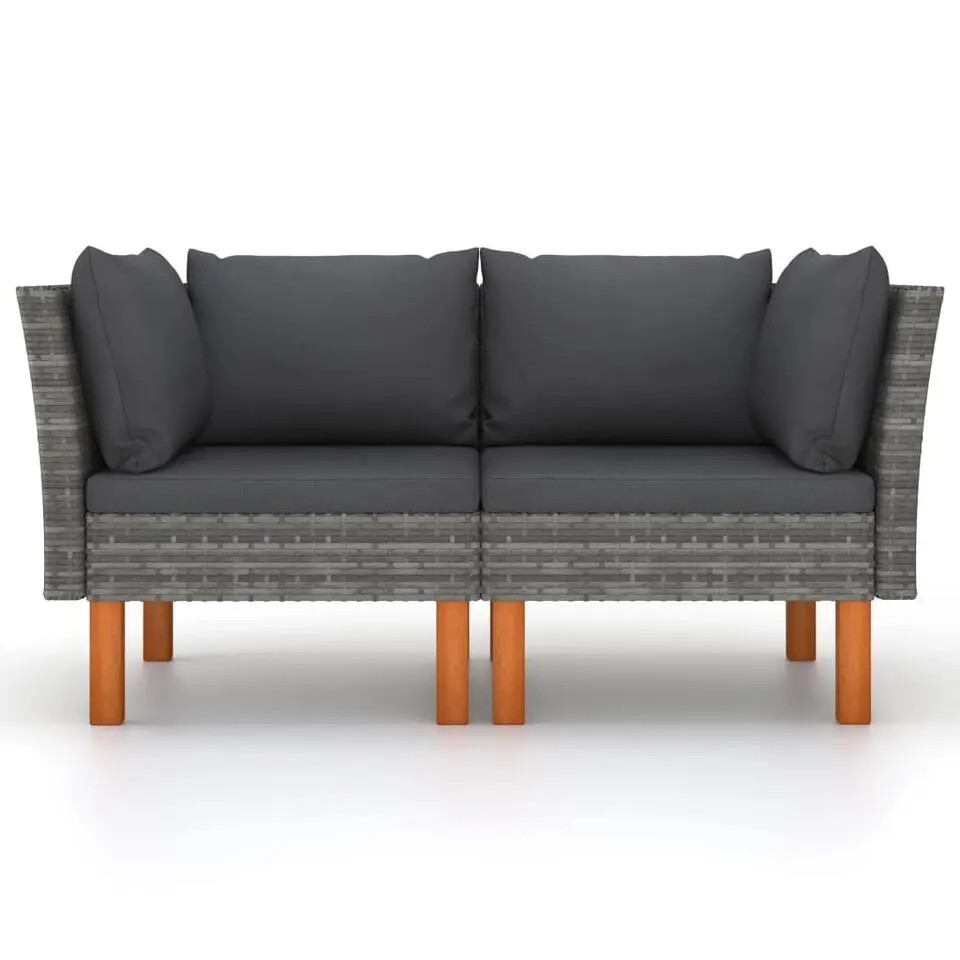 vidaXL - Hoekbanken - Grijs - Poly rattan - 2 stuks