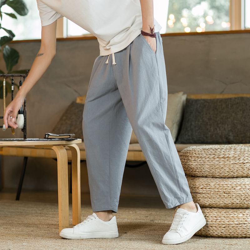 YIKES - Effen cropped harembroek met trekkoordtaille