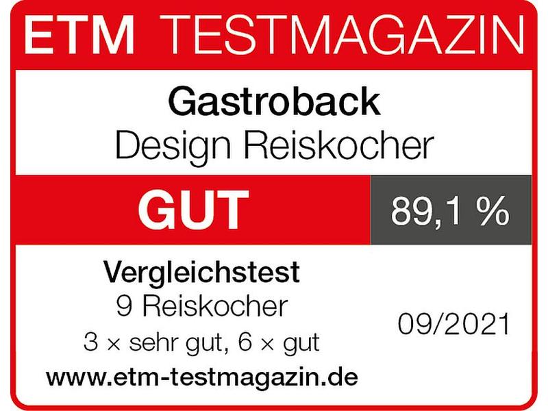 Gastroback Reiskocher Design 1 l Reiskocher mit Warmhaltefunktion