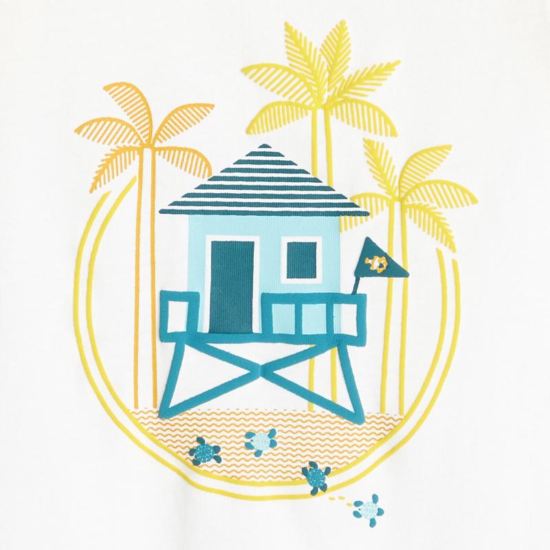 Débardeur illustration cabane de plage blanc bébé garçon Blanc
