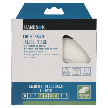 Handson tochtband PU-schuim 3x9 mm 3 meter wit 2 stuks