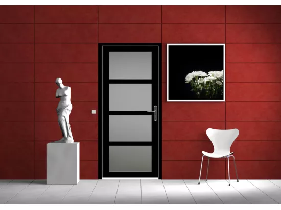 Bloc Porte Telia Noir Vitrée H204 X L83 Poussant Gauche Côtes Tableau +poignée Gd Menuiseries