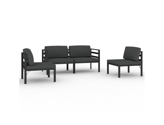 VIDAXL - Salon extérieur Salon de jardin 4 pcs avec coussins aluminium anthracite