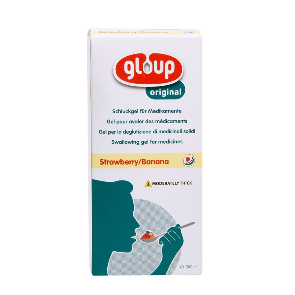 Gloup Schluck Gel für Medikamente<br>500 ml, Tube, Gel, Original mit Erdbeer-Bananen-Aroma