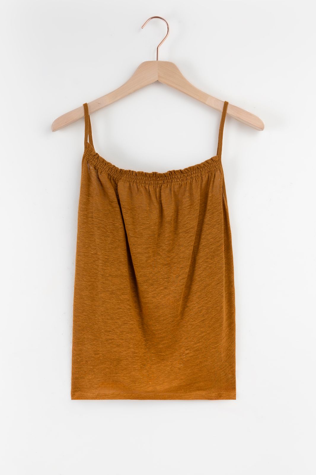 Goudbruin linnen singlet