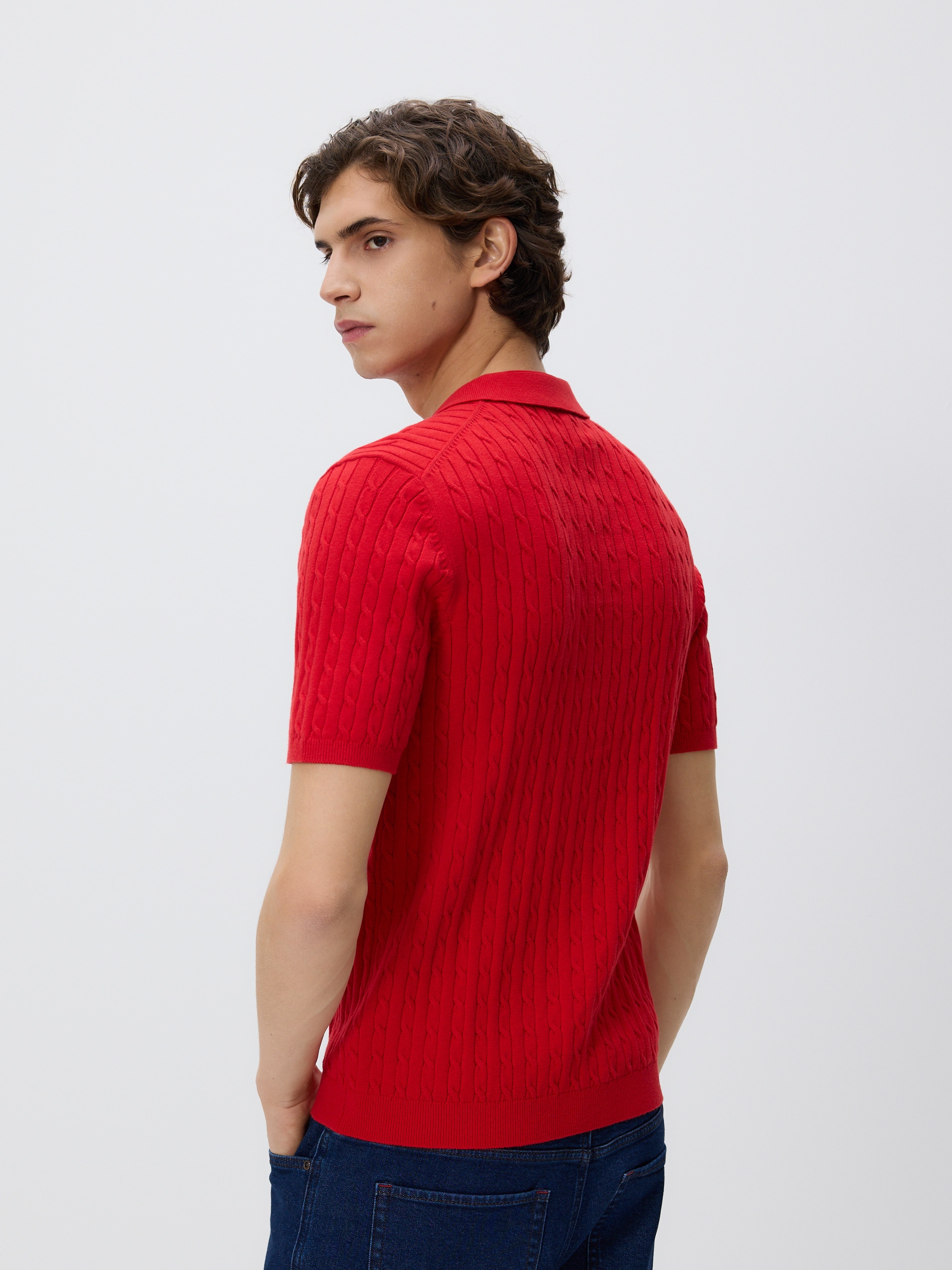 Pullover im Polo-Stil aus Strukturstoff