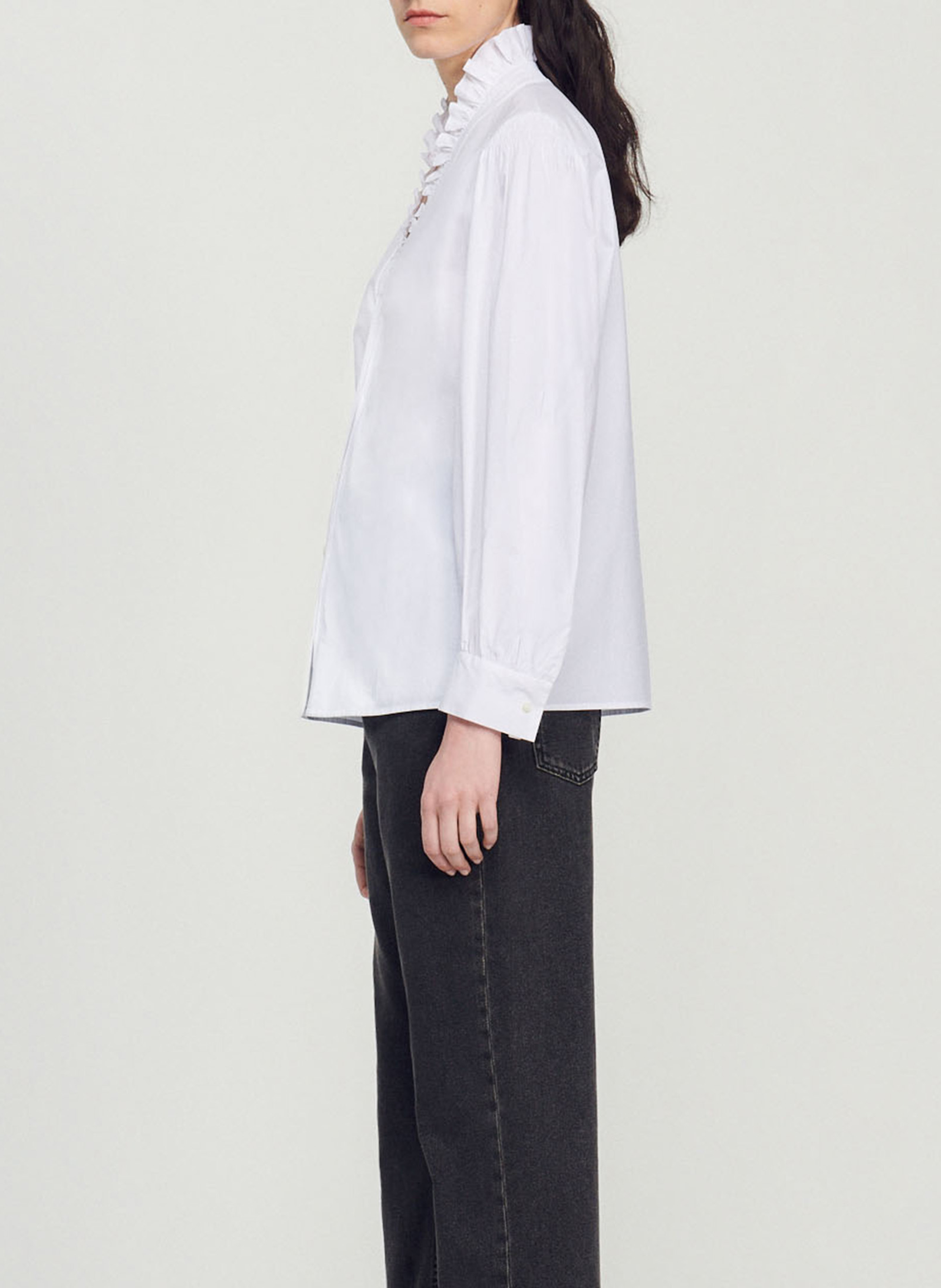 Chemise col fantaisie en coton | Blanc