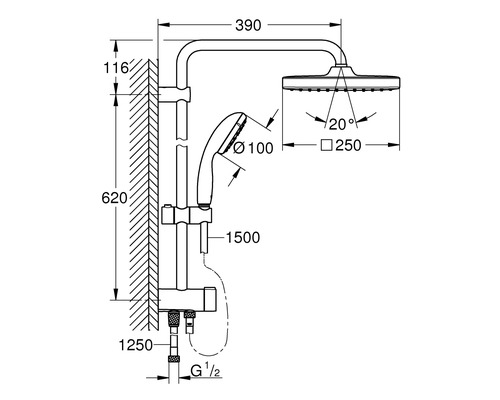 Douchekolom inclusief omstelling GROHE Vitalio Start System chroom 26698000