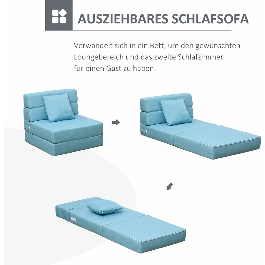 HOMCOM Schlafsessel mit waschbarem Kissen blau