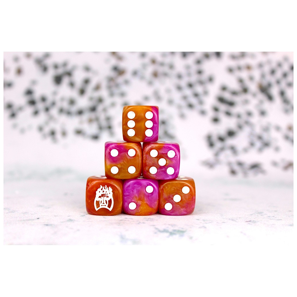 Conquest - The Old Dominion - Faction Dice on Purple and Gold