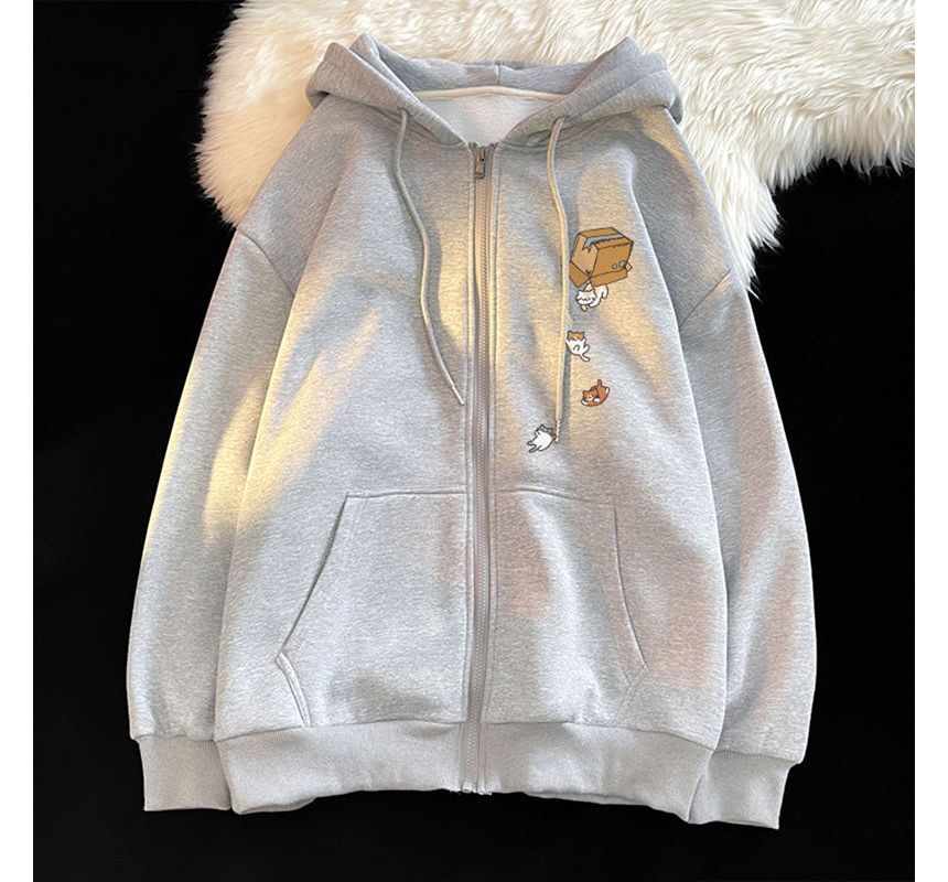 Kupyd - Kleine kattenprint hoodie met rits