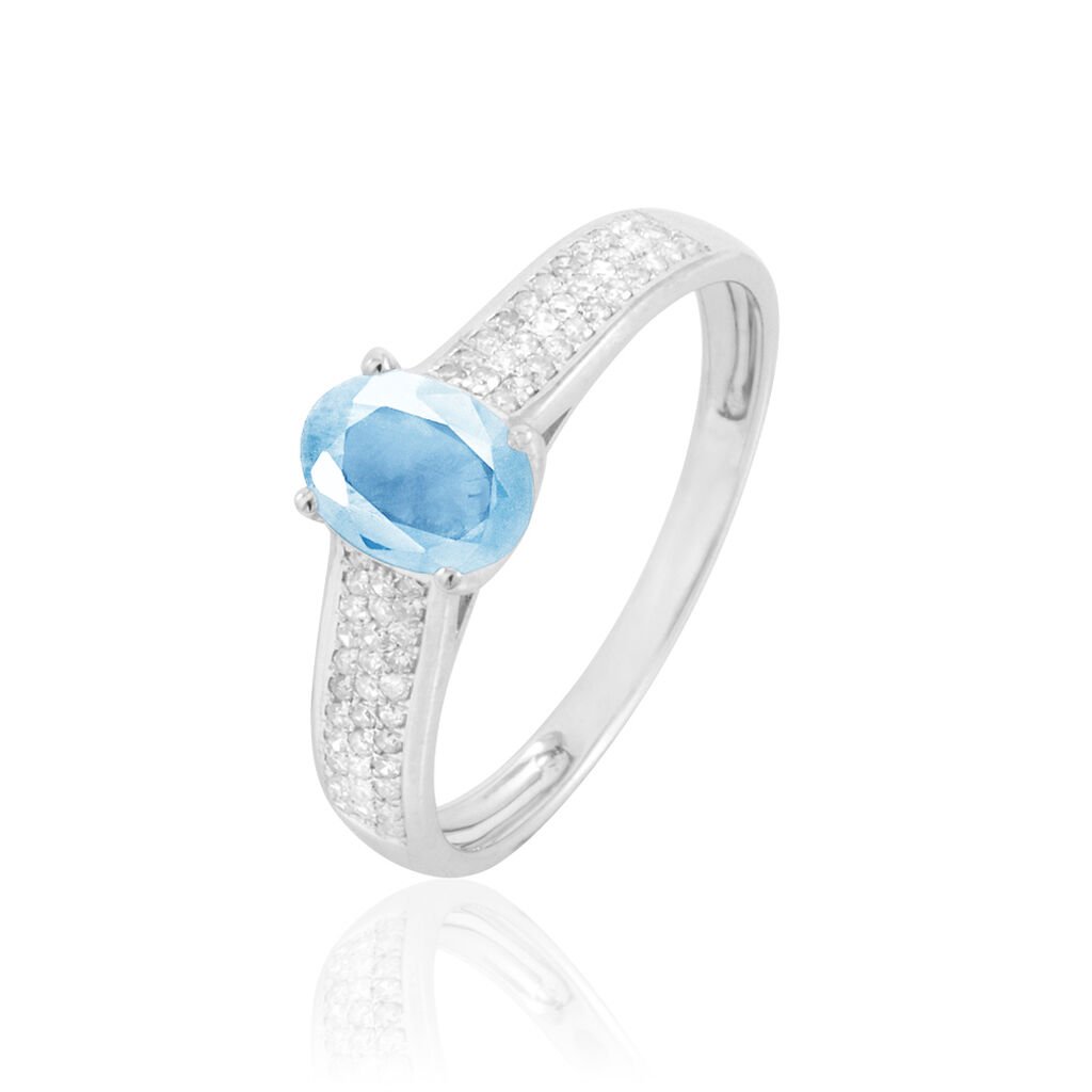 Bague Crista Or Blanc Topaze Et Diamant