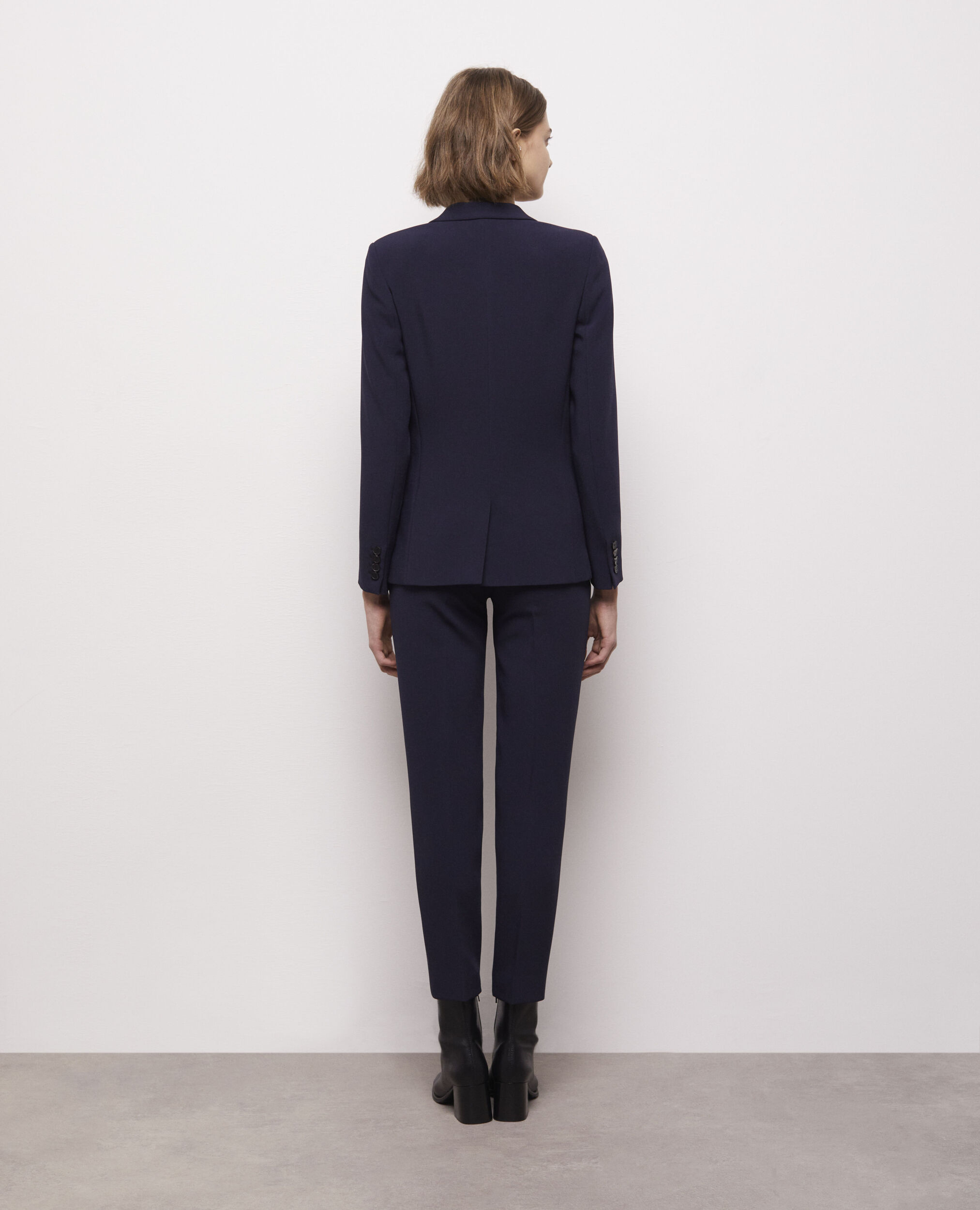 Veste de costume en crêpe bleu marine
