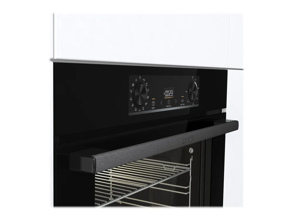 Gorenje Essential BOS6737E13BG - Ovn - med dampfunktion - til indbygning - niche - bredde: 56 cm - dybde: 55 cm - højde: 59 cm - med selv-rengøring - Klasse A - sort