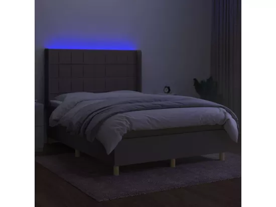 Sommier tapissier avec matelas et LED Taupe 140x190 cm Tissu