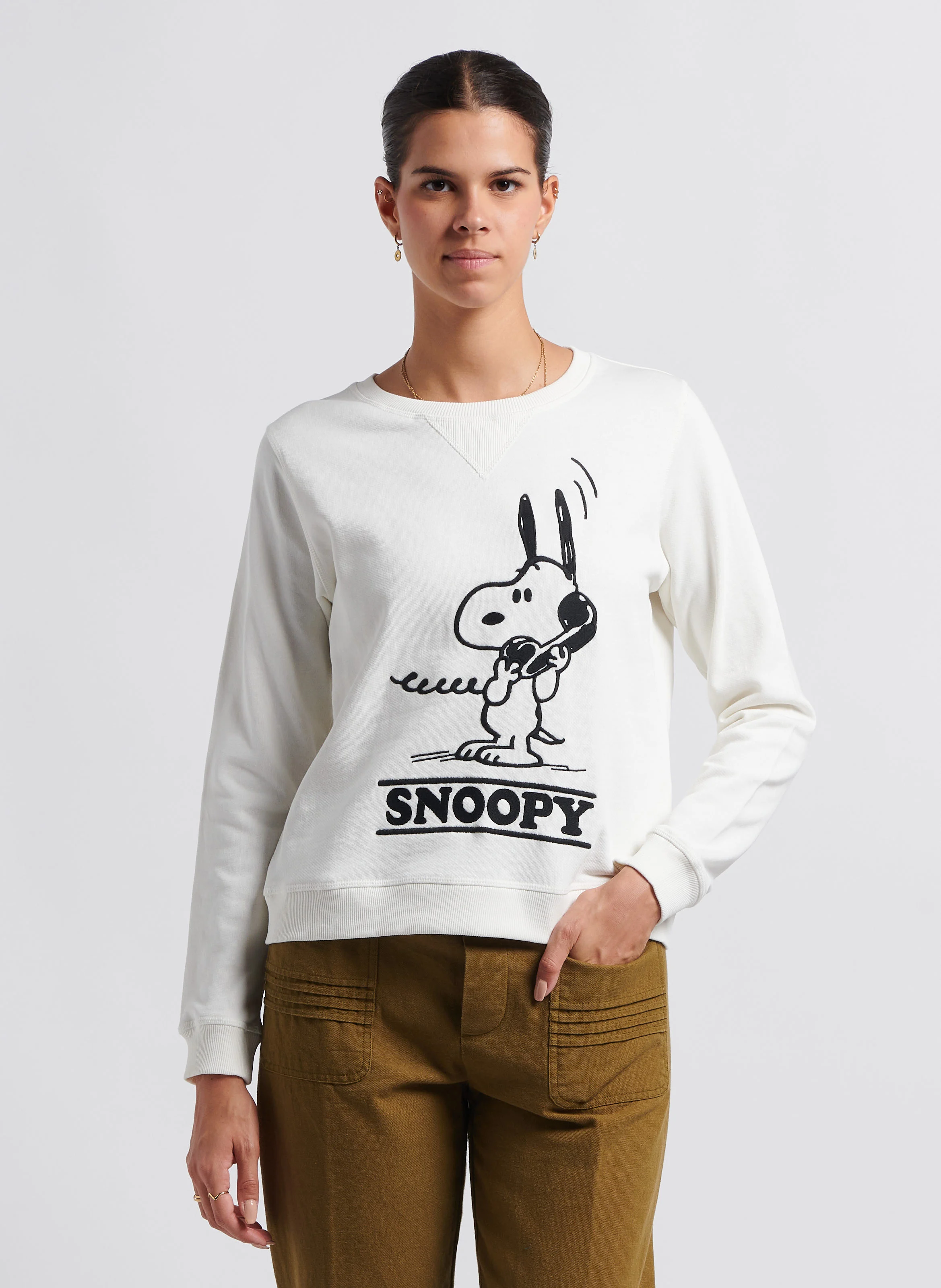 SKATE - Sweat col rond brodé en coton | Blanc