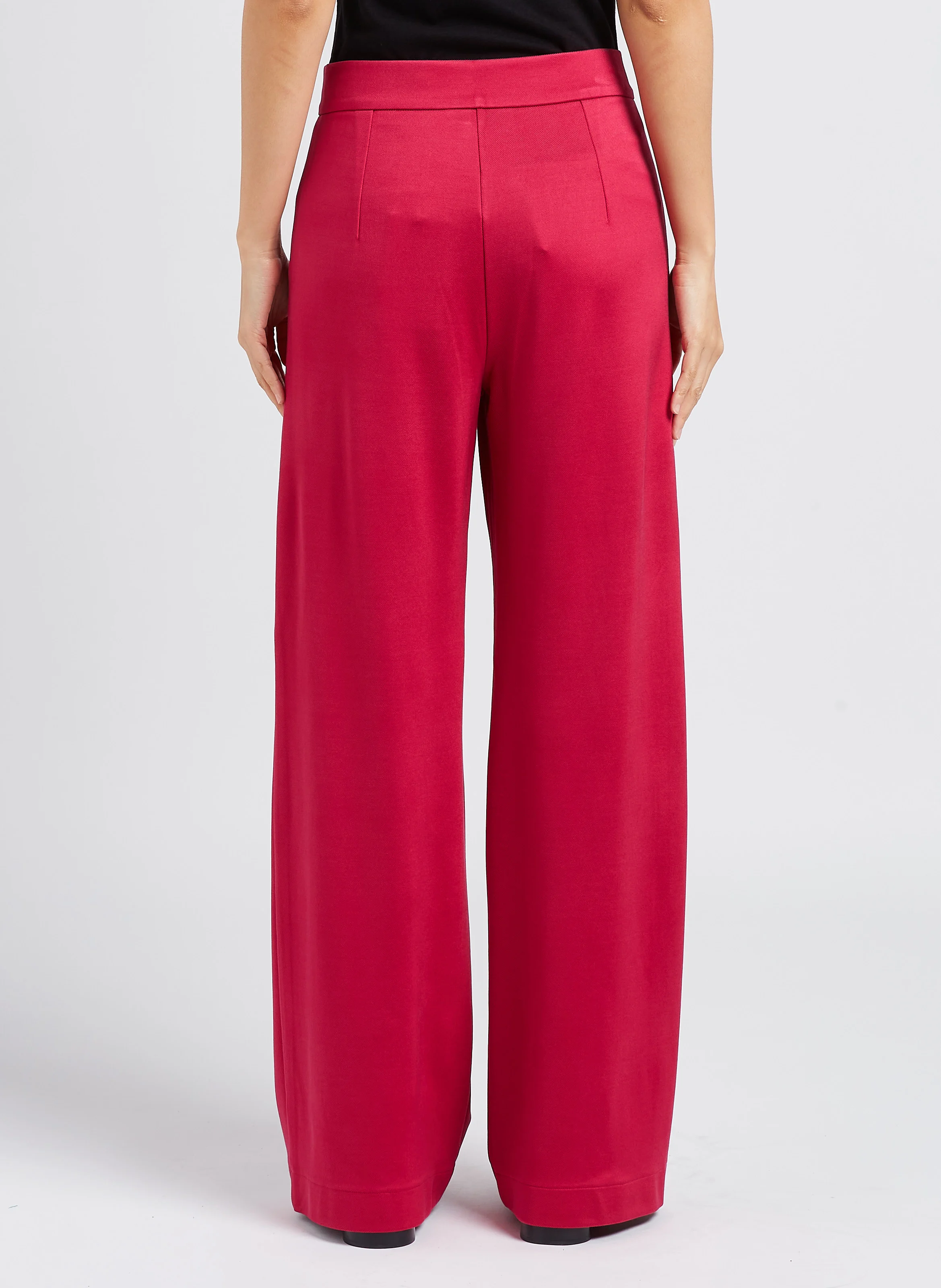 CREMA - Pantalon palazzo taille haute| Rouge