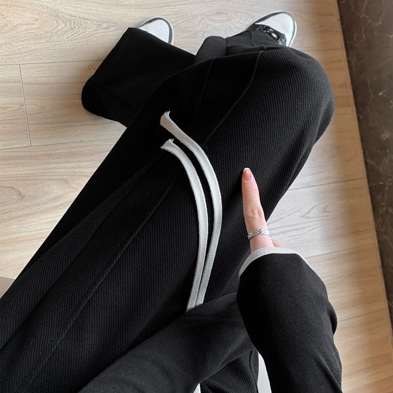 Dovitade - Hoge taille effen wijde joggingbroek