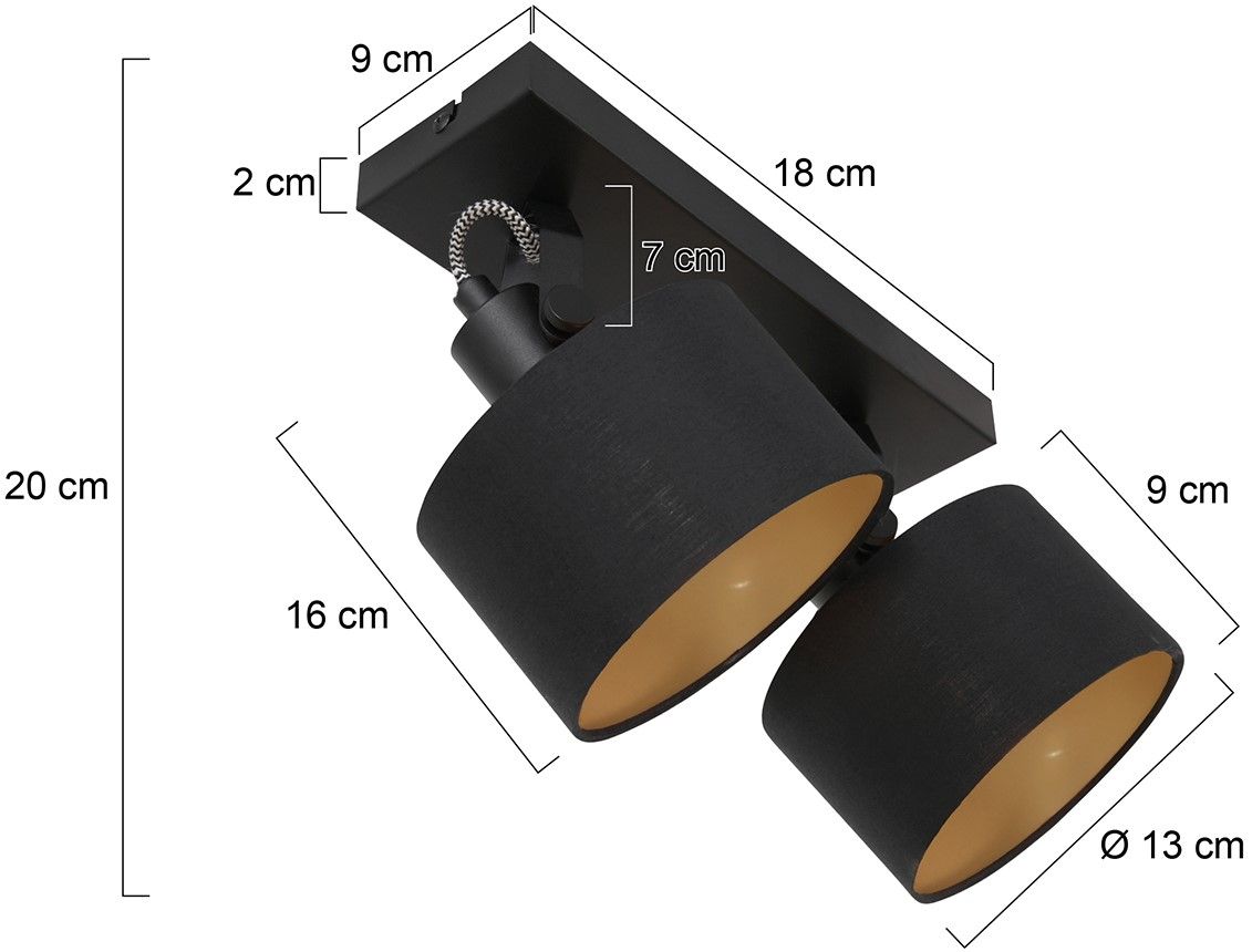 Plafondlamp 3334ZW Ornoir Mexlite B28 x D16 cm