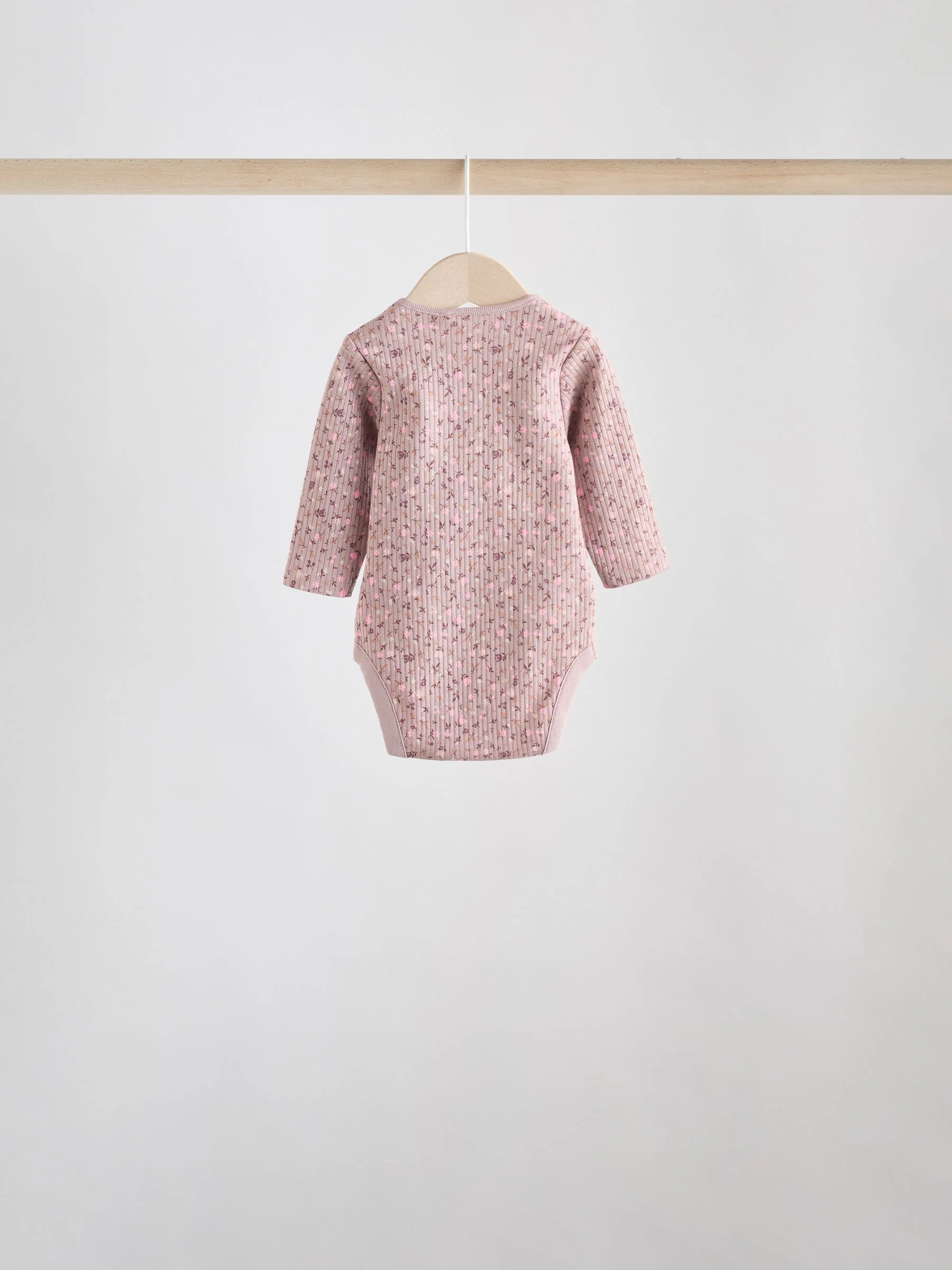 Caramel Brown Ditsy Floral - Set van 5 rompers met lange mouwen