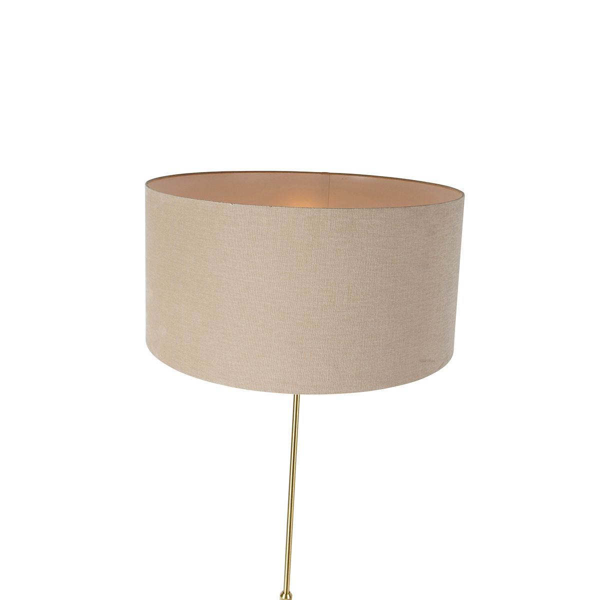 Vloerlamp verstelbaar goud met kap lichtbruin 50 cm - Parte