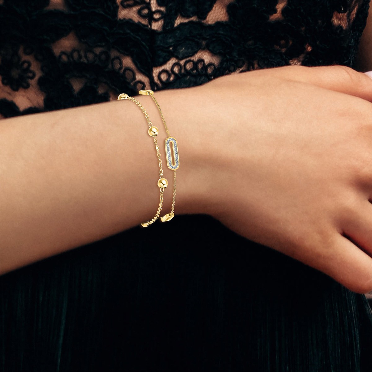 Bracelets - Acier inoxydable doré & cristaux