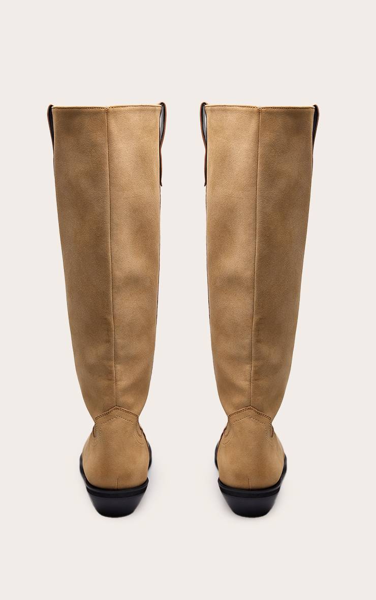 Camel Bottes Hautes Plates En Synthétique Style Western