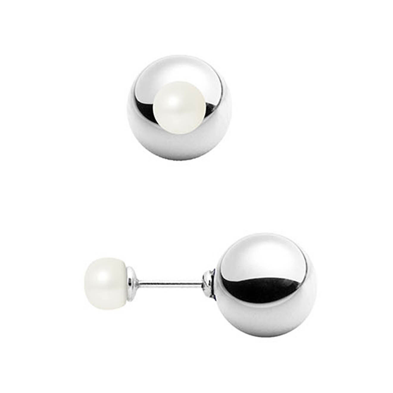 Mitzuko Boucles d'oreilles Recto verso Argent Perles d'Eau Douce blanches