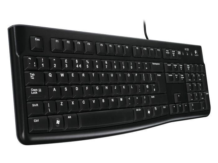 Logitech Tastatur K120 CH-Layout, kabelgebunden Spritzwassergeschützte Tastatur in voller Grösse die Komfort und Design vereint