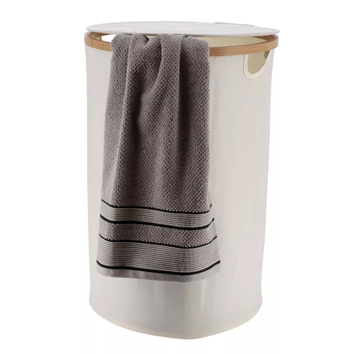 Panier à linge rond et pliable (H60 cm) Purebamboo Ecru