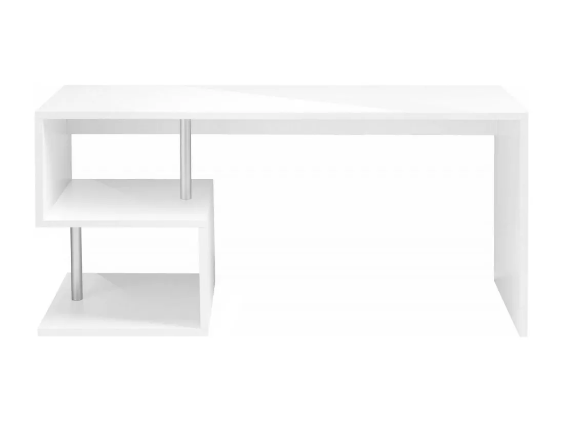 Bureau Dmarusi, Bureau PC Linéaire, Table de bureau polyvalente, Bureau gain de place multi-positions, 100% Made in Italy, 180x60h78 cm, Blanc brillant