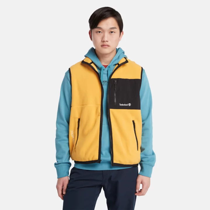 Colete de lã polar Outdoor Archive Polartec Série 200 para homens na cor amarela