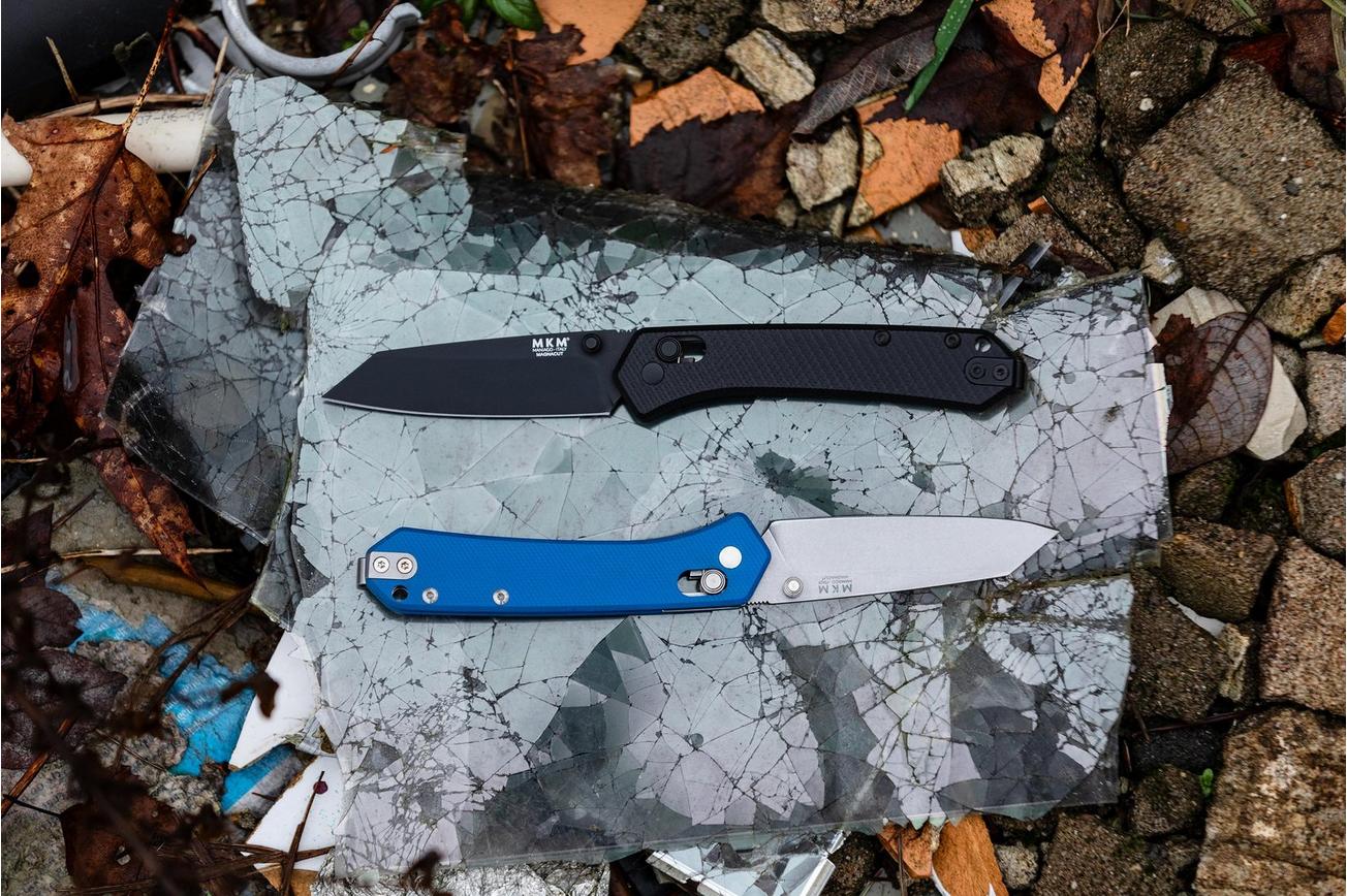 MKM Yipper YP-GBL Stonewashed MagnaCut, Blue G10 zakmes, Ben Petersen design