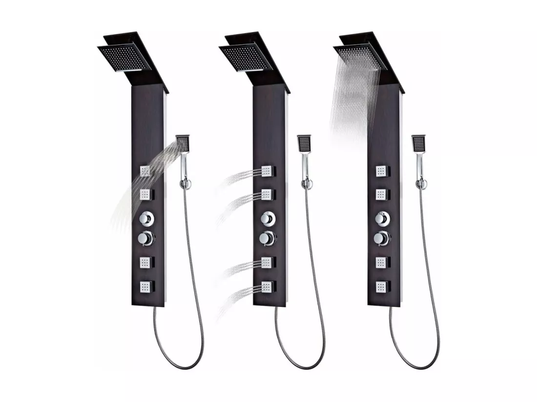 Système panneau douche douchette verre 18 x 42 x 133 cm 02_0003121