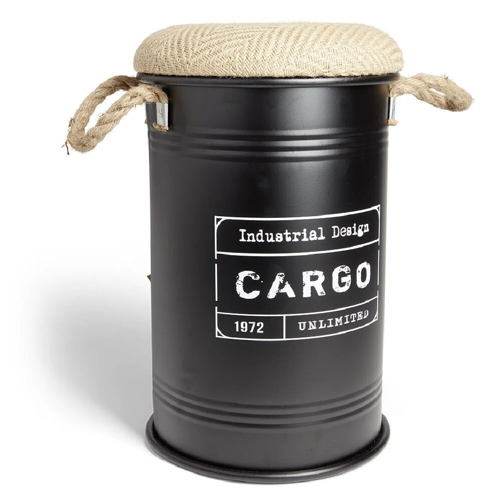 Pouf coffre de rangement petit modèle Ø27xH43,5cm noir