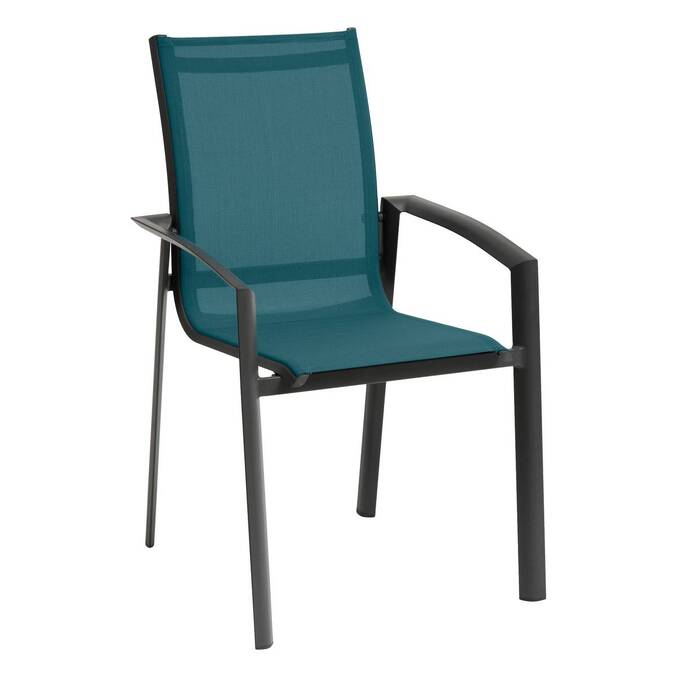 Fauteuil de jardin empilable AXANT Bleu canard / Graphite
