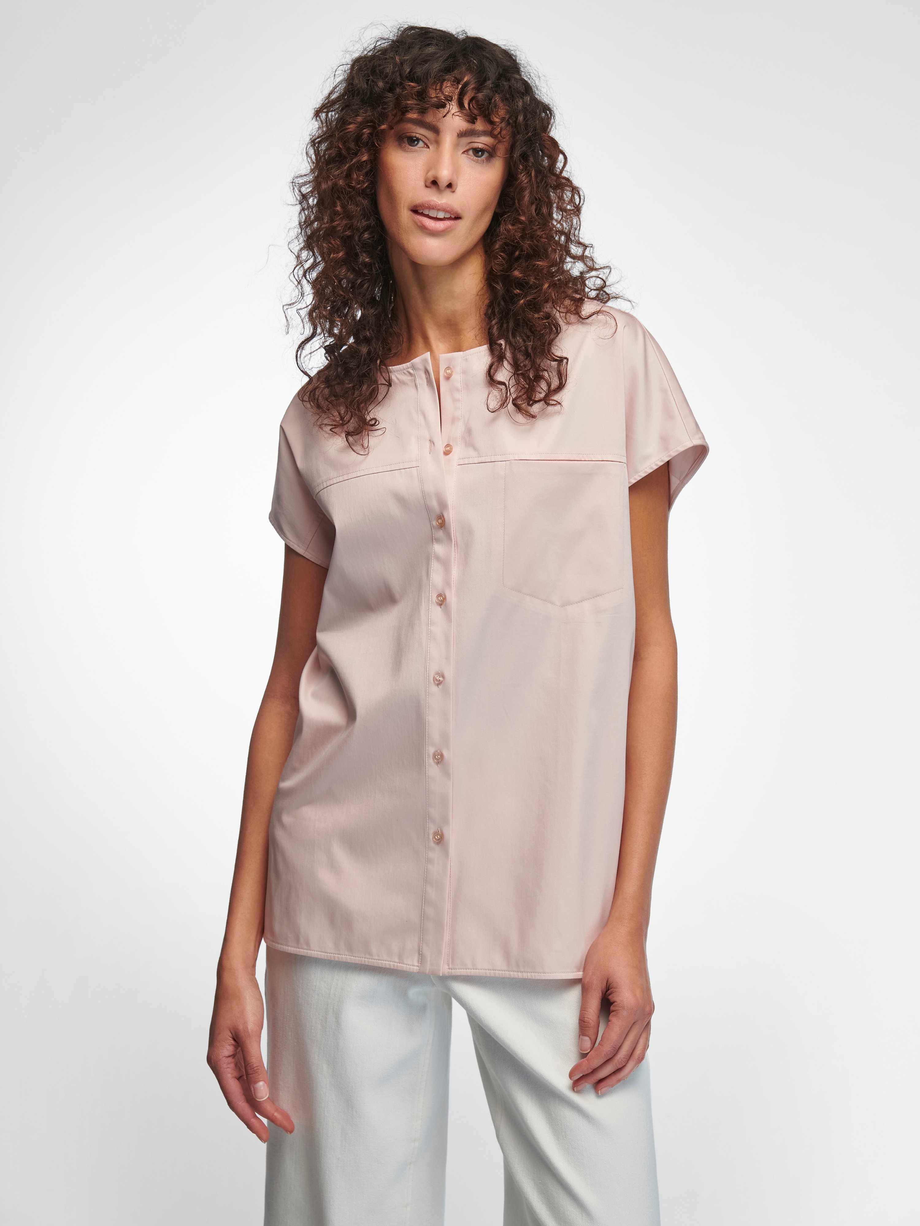Long-Bluse mit überschnittener Schulter