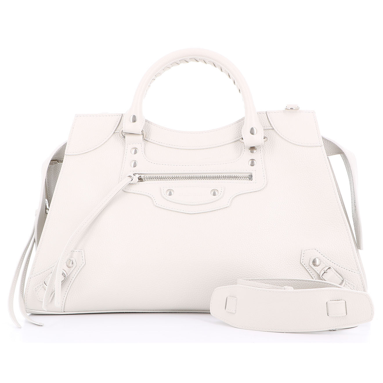 Balenciaga Sac bandoulière Neo Classic en Cuir blanc - Très bon état - L.32 cm