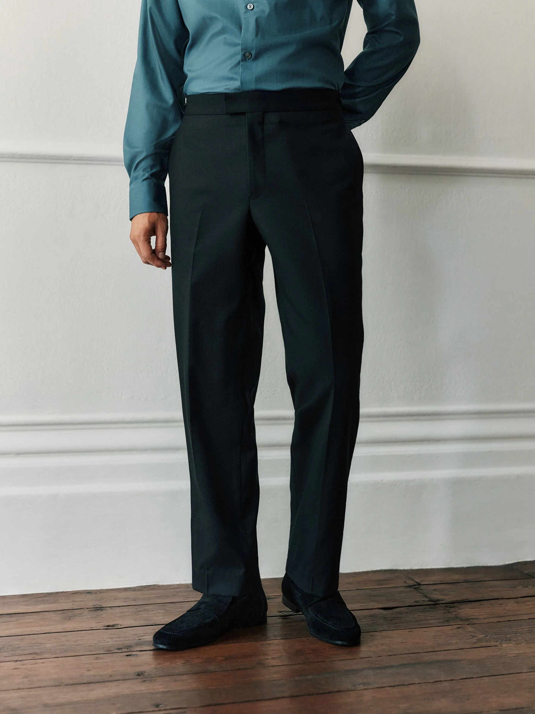 Zwart - Regular Fit Signature Marzotto Wool Tuxedo Trousers With Side Tape Detail