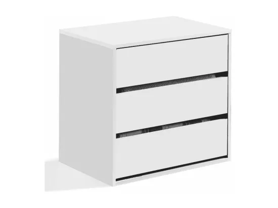 Commode 3 tiroirs aggloméré blanc 60x57x44cm