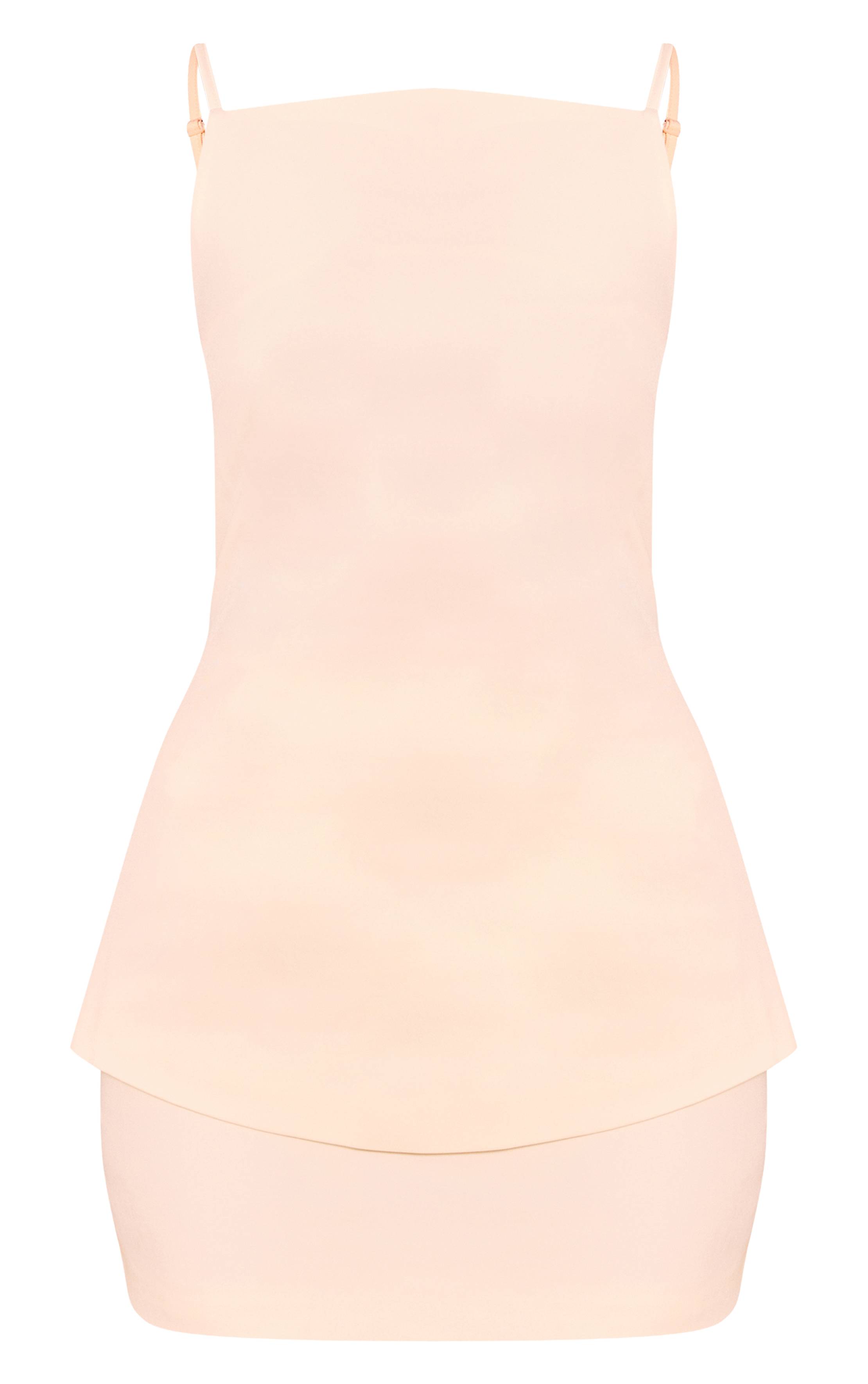 Crème Robe Courte Droite À Encolure Licou Tissée Couleur Beurre