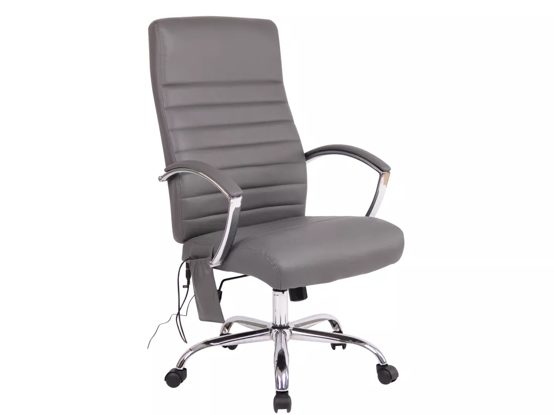 Chaise de bureau - Similicuir & Métal chromé - Gris - Valais