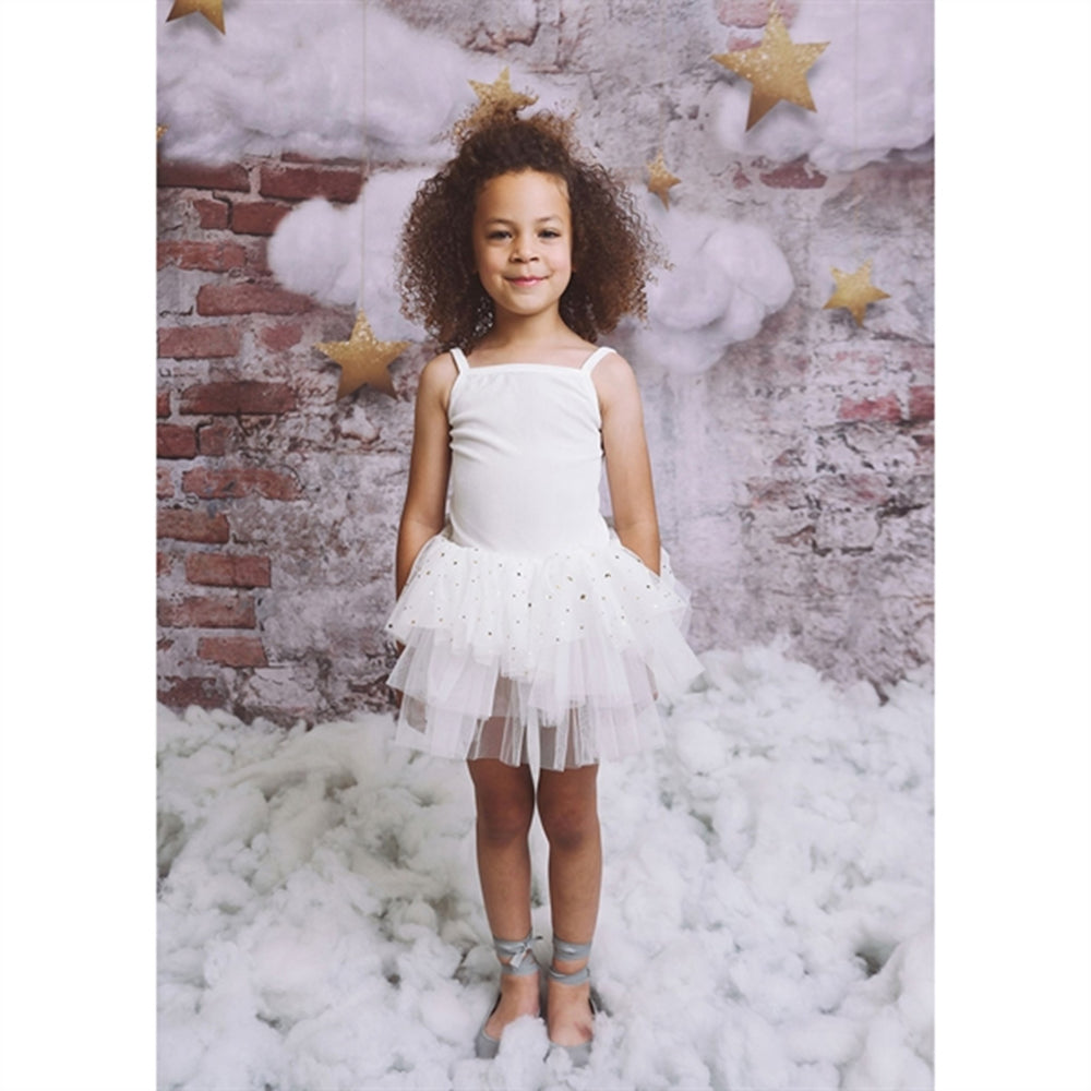 Velvet Leotard With Tulle Tutu Kjole Off White