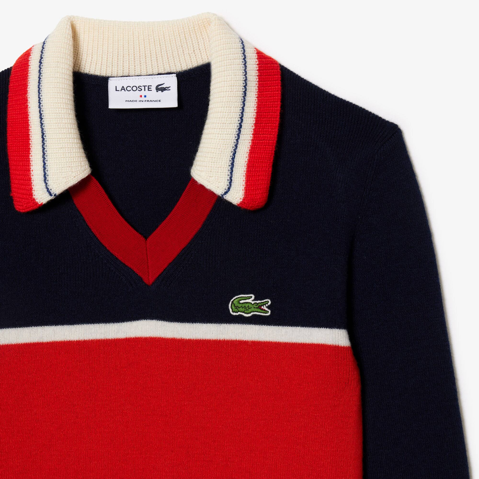 Pullover mit Kontrast-Polokragen, in Frankreich gefertigt Pullover - Blau - Lacoste - Damen